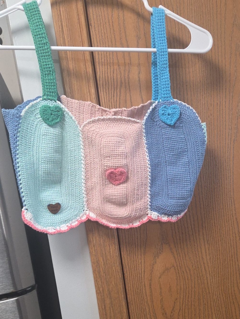 Crochet Colorblock Tank Top - Pink, Blue, Mint